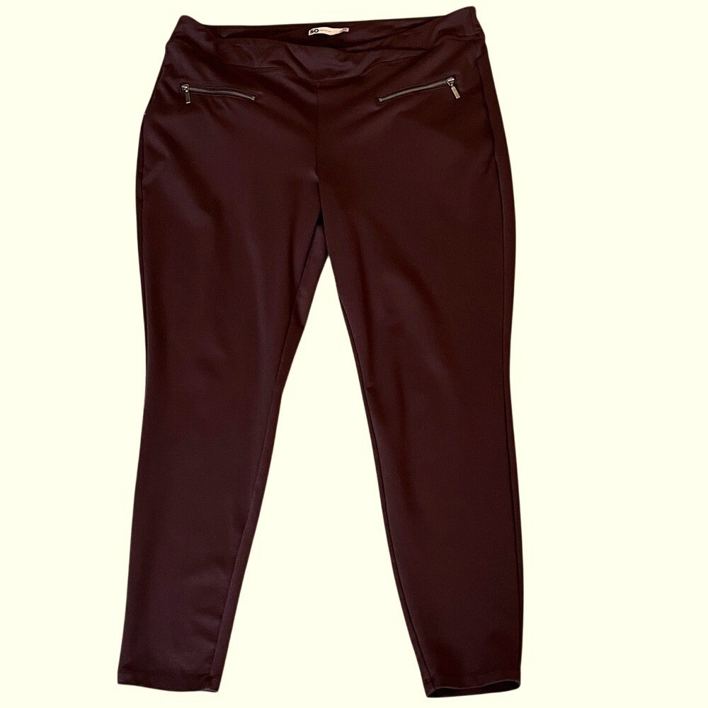 SO Womens XXL High Rise Leggings Brown Pull On‎ Pants Faux Zipper JG23J101RS2